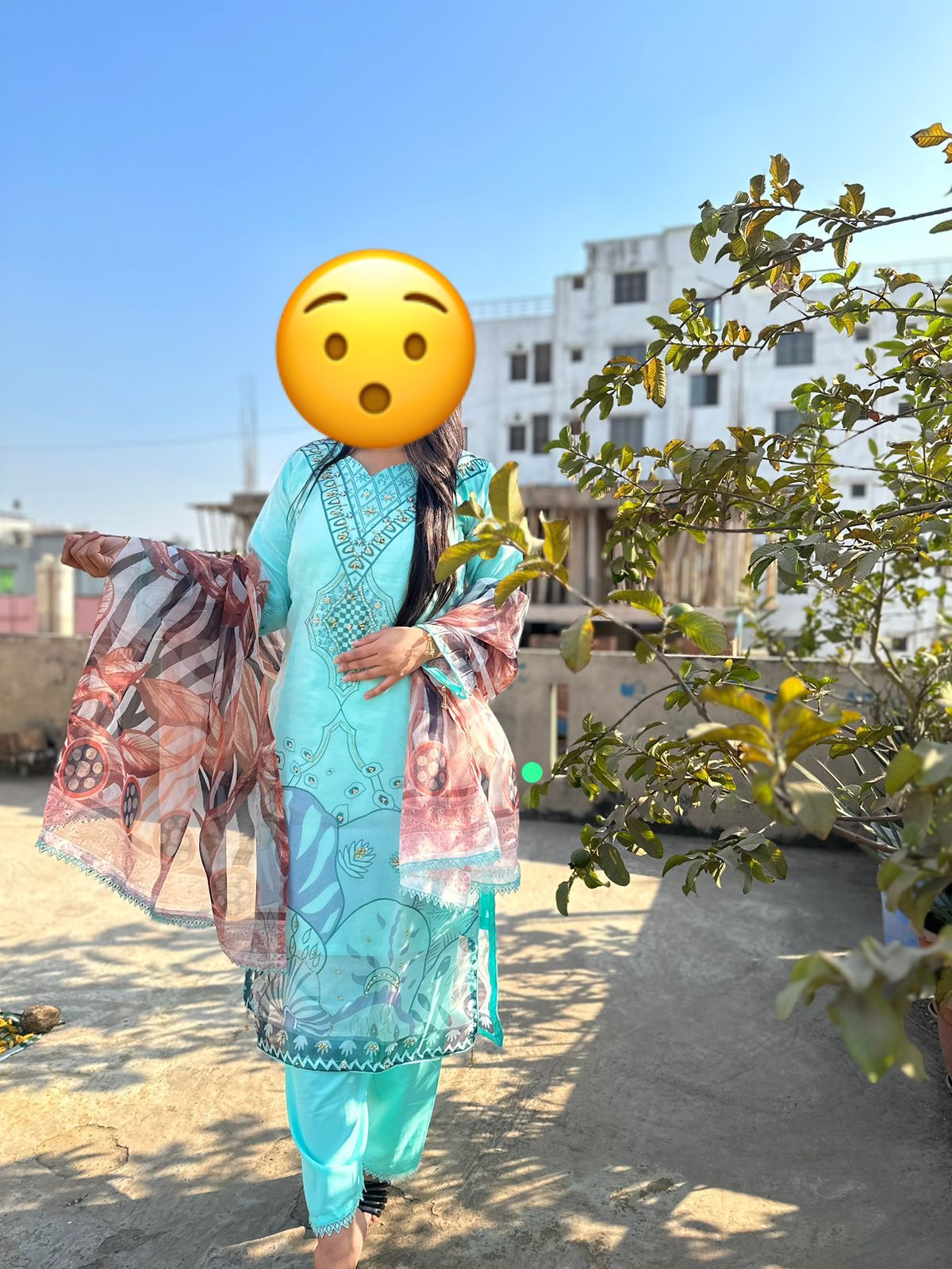 Pakistani inspired organza ready 3pc kurti
